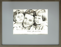 Archiv 120 - Mutter und Kind Nr.10, Kohle und Pastell beidseitig auf Papier im Leuchtkasten, 100x130 cm, 2010