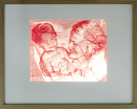 Archiv 120 - Mutter und Kind Nr.5, Kohle und Pastell beidseitig auf Papier im Leuchtkasten, 95x120 cm, 2010